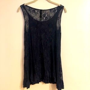 Navy Bellatrix size Small Lace Tunic Top